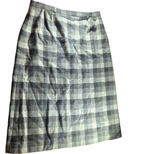 Plaid Wool Skirt Vtg Country Suburbans  Size 14 light academia secretary